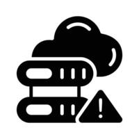 Ready to use glyph style icon of server cloud warning vector