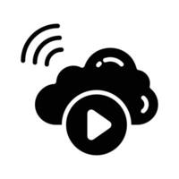 A modern glyph style icon of cloud streaming media vector