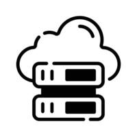 Visually appealing glyph style icon of cloud server storage. vector