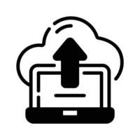 Get this handy glyph icon of cloud upload technology. vector