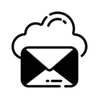 Cloud mail icon creatively designed in glyph style. vector
