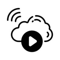 A modern glyph style icon of cloud streaming media. vector