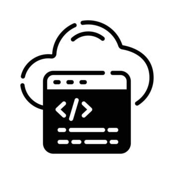 Modern handy glyph style icon of cloud programming. vector
