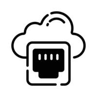 Visually appealing glyph style icon of cloud port technology. vector