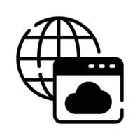 Have a look at this trendy glyph icon of internet hosting. vector