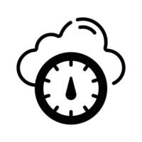 Meter indicator denoting cloud performance glyph icon. vector