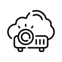 Grab this handy line icon of cloud projector vector