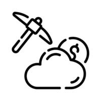 A linear style icon of cloud mining concept vector
