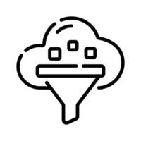 Well designed line style icon showing cloud funnel for data vector