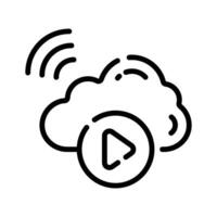 A modern outline style icon of cloud streaming media vector