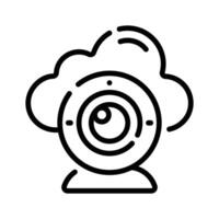 Trendy line style icon showing cloud internet camera vector