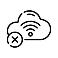 Cloud with connection failed sign, line style icon vector