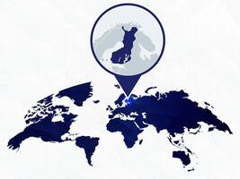 Finland detailed map highlighted on blue rounded World Map. vector