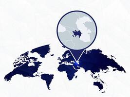 Azerbaijan detailed map highlighted on blue rounded World Map. vector