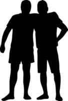 Silhouette on a white background of two men hugging vector