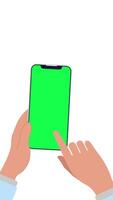4K motion animation showing a smartphone with green screen and a hand tapping on it. Great for app promos, UI UX demos, mockups, digital content. video