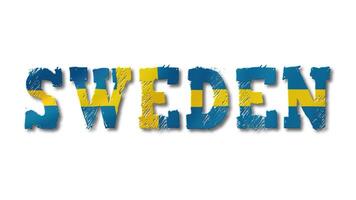 Sweden Text with the Flag Waving Inside. Seamless Loop Animation on Transparent Background. video