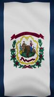 West Virginia State Waving Flag in Vertical Orientation. Realistic Flag Animation. Seamless Loop Background. video