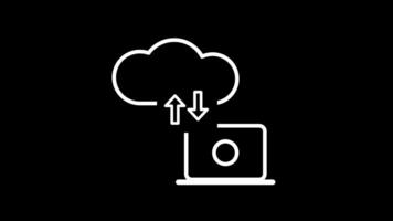 An icon of cloud uploading and downloading with a computer represents data syncing, cloud storage, and digital file management systems video