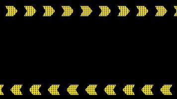 Yellow arrows point forward rapidly, symbolizing speed, motion, and direction in a dynamic visual experience video