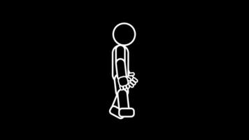 A stick figure walks in motion, symbolizing basic human movement in a minimalist animation style video
