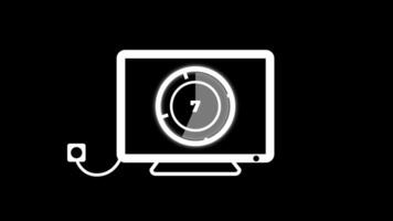 A minimalist icon showing a desktop monitor displaying a centered circular loading bar, indicating system progress or updates video