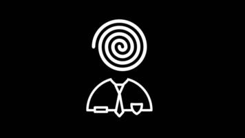 uma espiral símbolo dentro uma cabeça forma implica hipnose, mental ao controle, ou ser mentalmente absorvido, fascinado, ou influenciado de pensamentos video