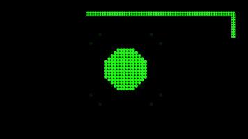 This image displays a green pixel-style target reticle, commonly used in digital scopes, aiming interfaces, or virtual tracking systems video