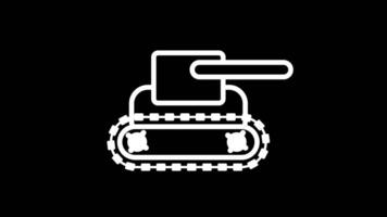 A stylized tank with visible treads moves in a minimal loop, emphasizing machinery and motion video