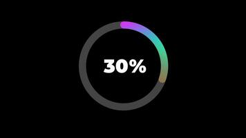 A vibrant loading ring indicates 100 percentage completion, representing progress, success, and readiness in digital workflows video