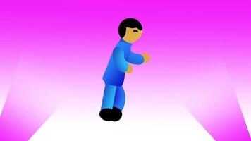 A character stands and dancing a in a stylized, warm purple environment symbolizing care and connection. video