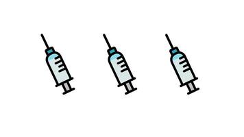 Simple illustrations of medical syringes representing injections, vaccinations, or immunization-related themes in healthcare visuals video