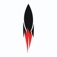 a rocket is flying through the air with a red and black tail vector