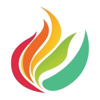 the logo for the company is a colorful flame vector