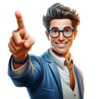A man in a suit and tie pointing at something png