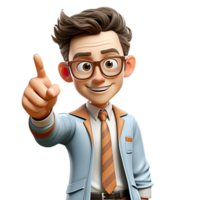 A cartoon man in a suit and tie pointing at something png