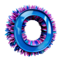 A blue letter o surrounded by colorful flowers png