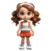 A cartoon girl wearing an orange skirt and white shirt png