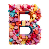 The letter b is made of colorful plastic toys png