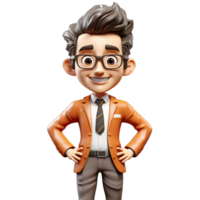 A cartoon man in an orange suit and tie png