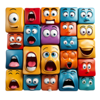 A group of colorful blocks with different expressions png
