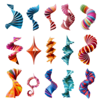 A collection of colorful paper spirals png