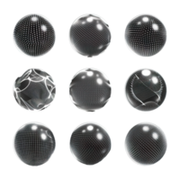 A set of six glass spheres with different patterns png
