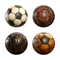 Four different soccer balls in different colors png