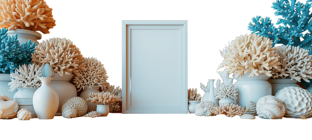 A door is surrounded by a bunch of coral and other objects png