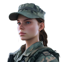 A woman in military uniform with a gun png