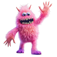 A pink monster with big eyes and big hands png