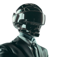 A man in a suit and helmet with a black background png