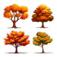 Four different types of trees in different colors png