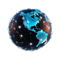 The world is connected with lines and dots png